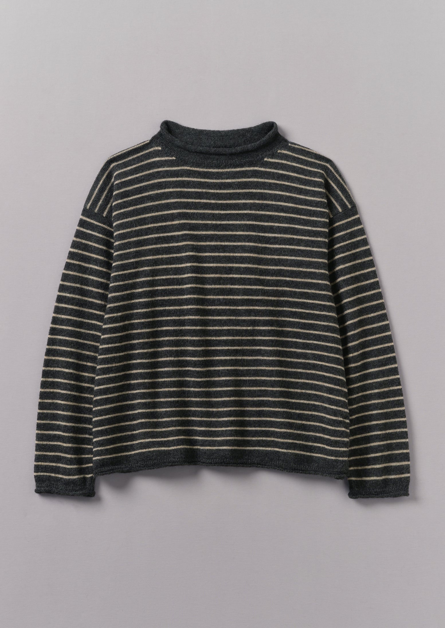 Alpaca Wool Sweater in Charcoal & Oatmeal