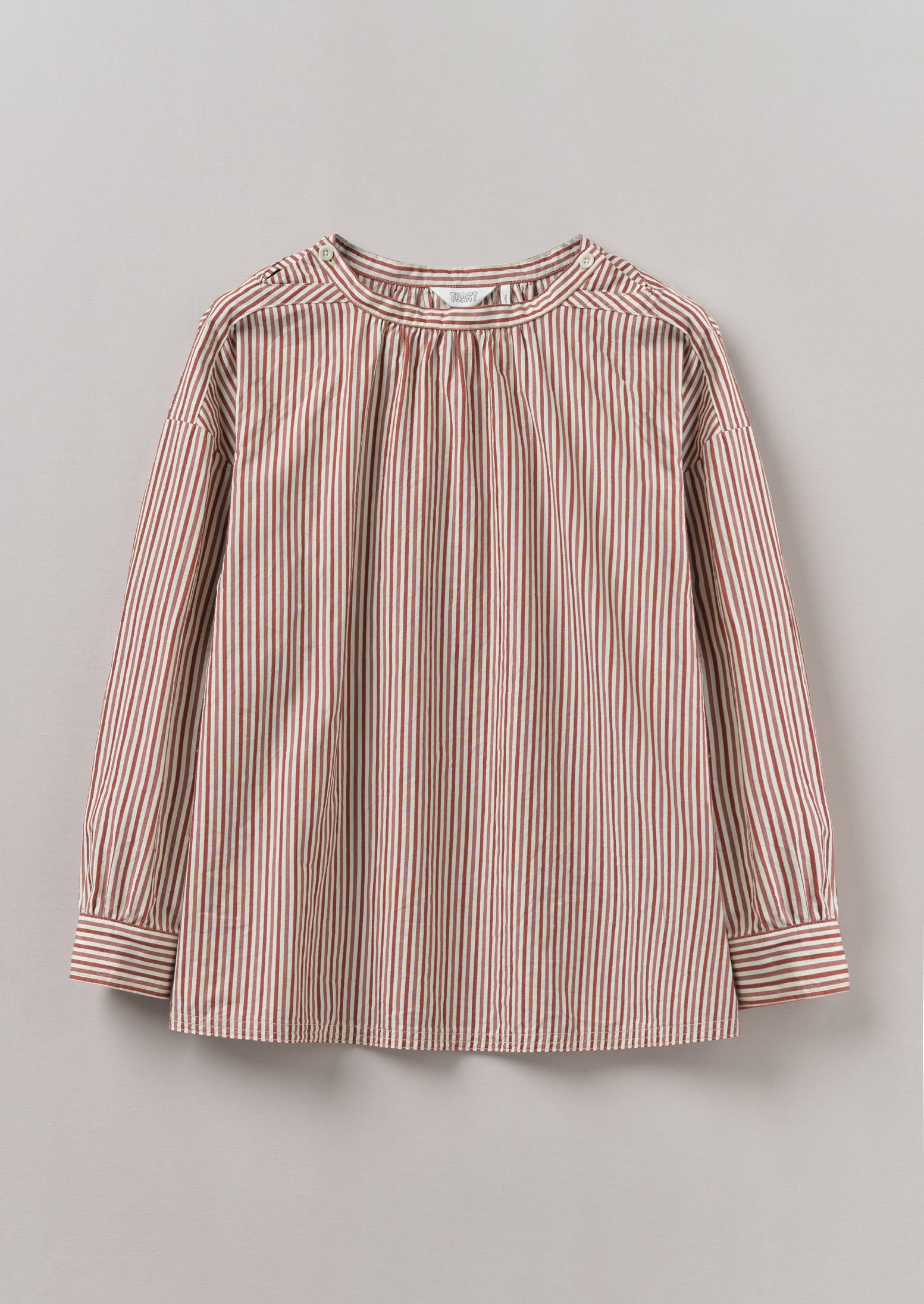 Brick & Ecru Cotton Smock Top – Relaxed Fit