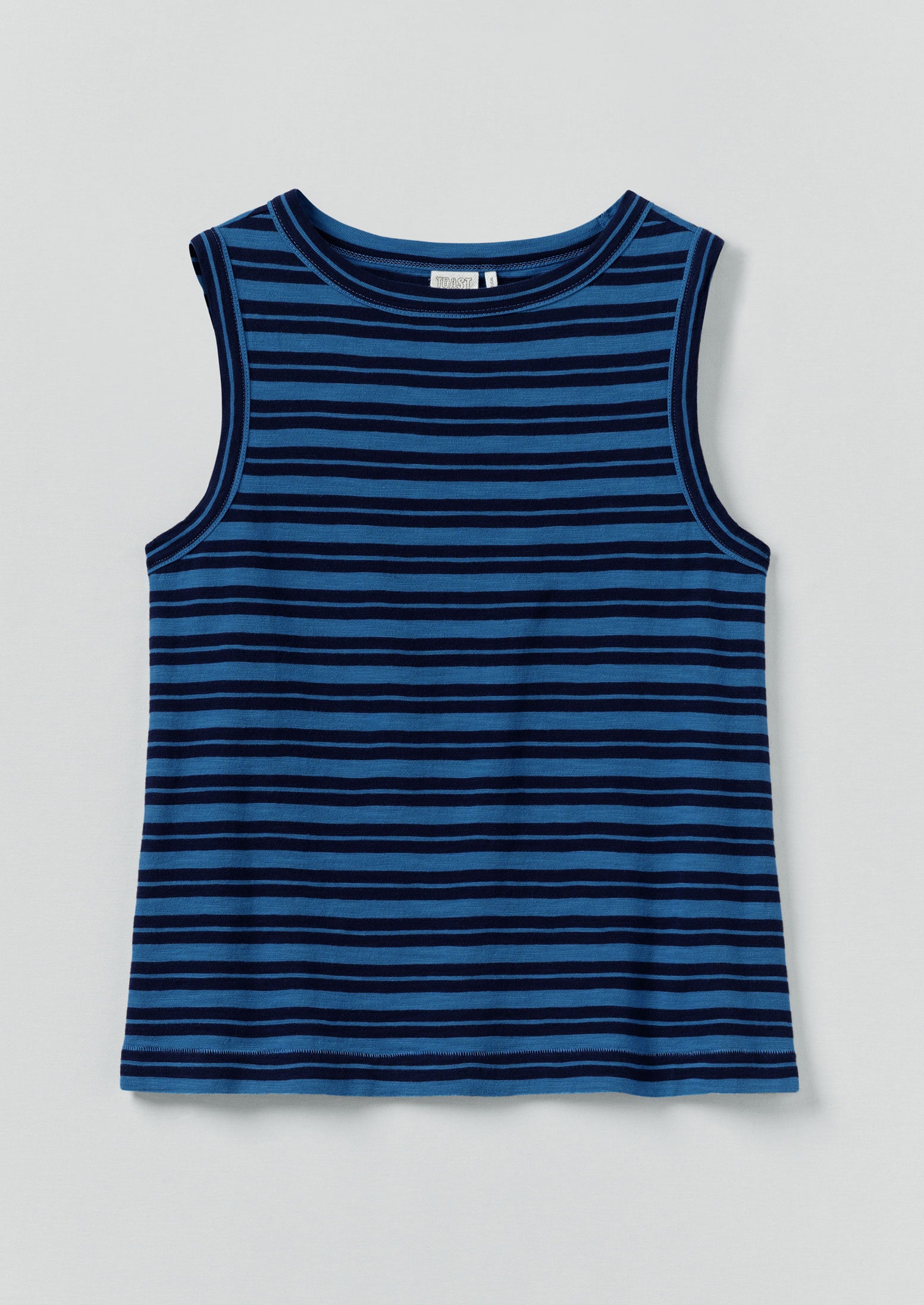 Navy & Celestial Blue Cotton Stripe Tank Top