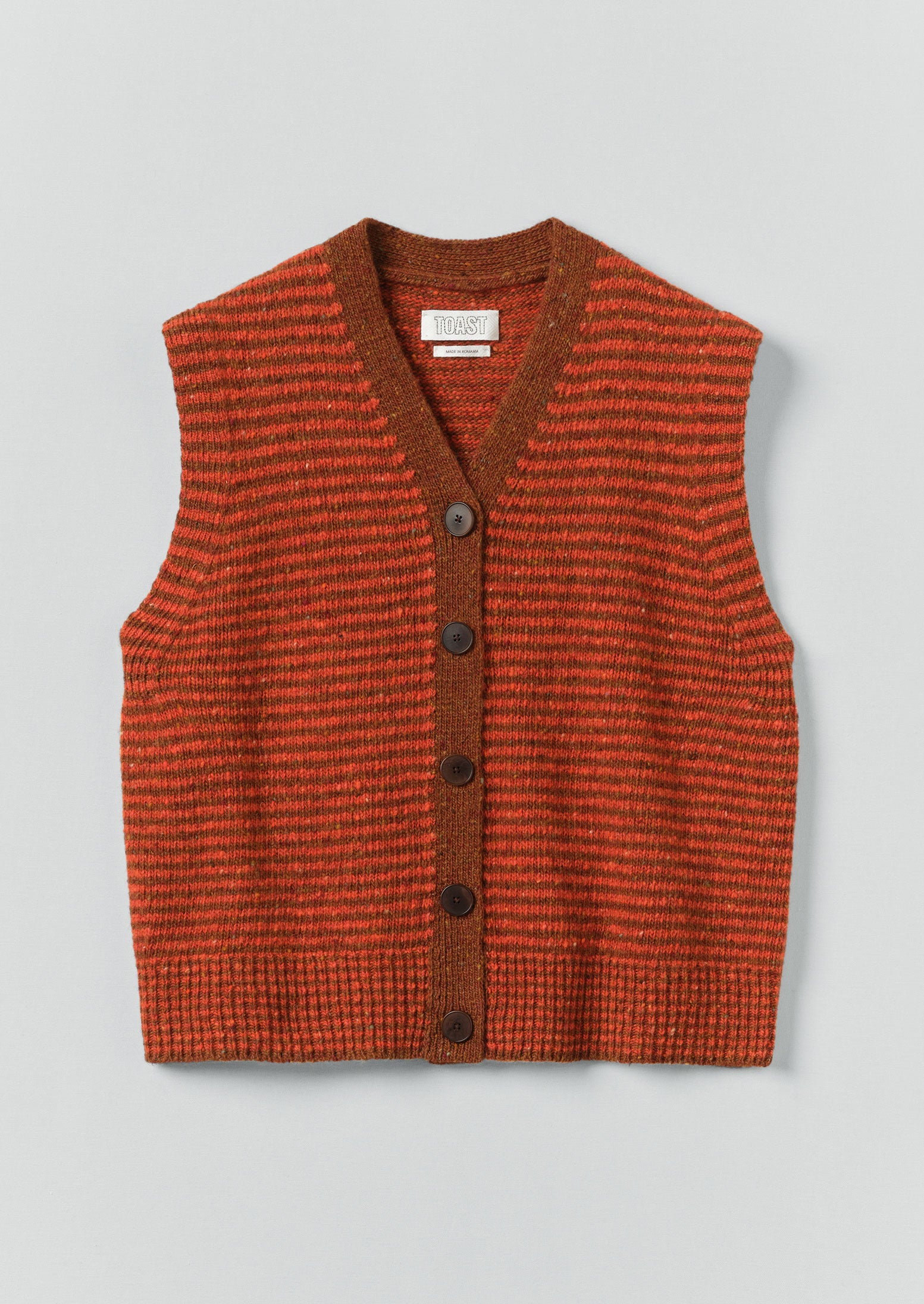 Brick Red Clay Stripe Donegal V-Neck Tank Top