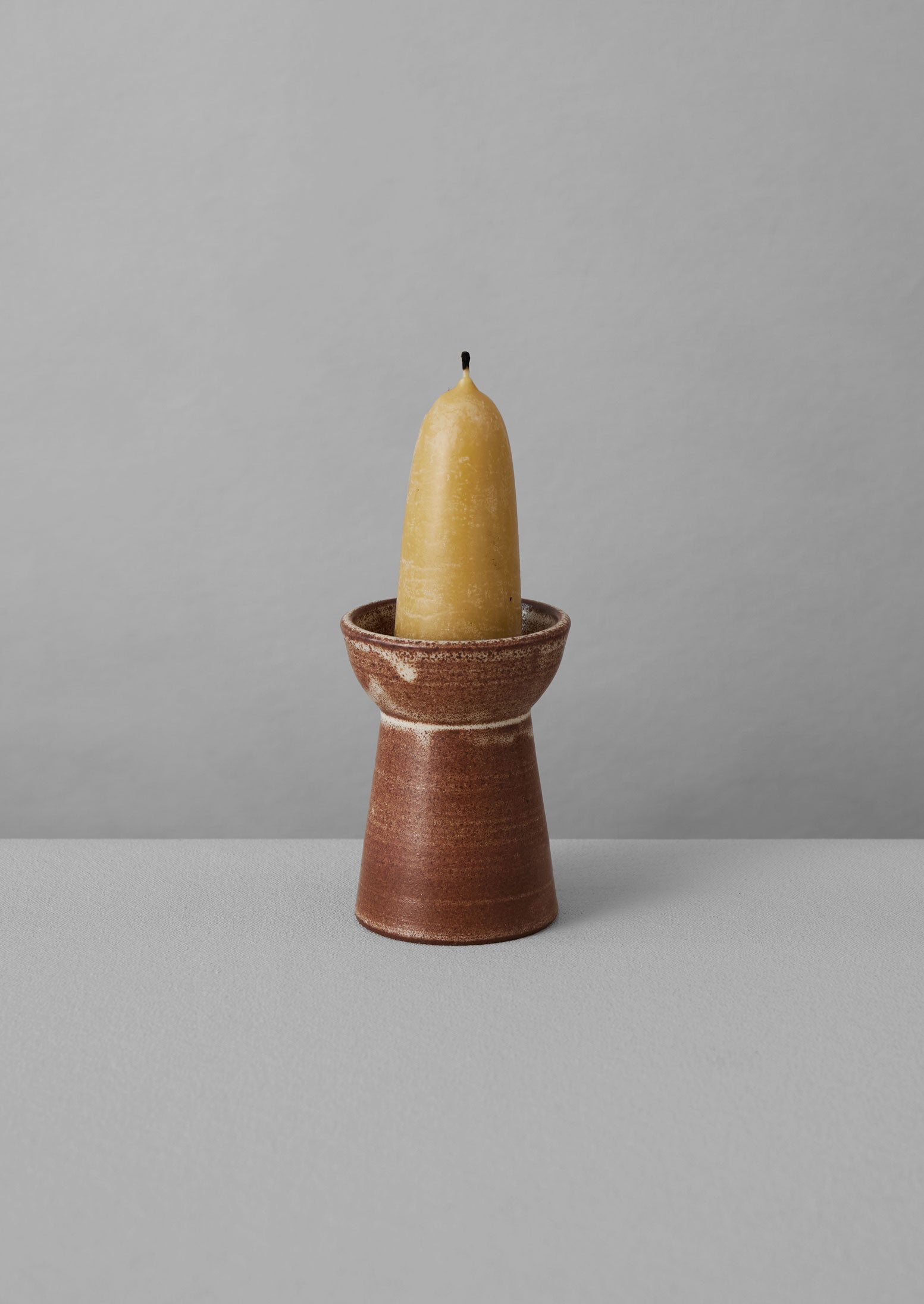 Chestnut Pillar Candle Holder by SZ Ceramics