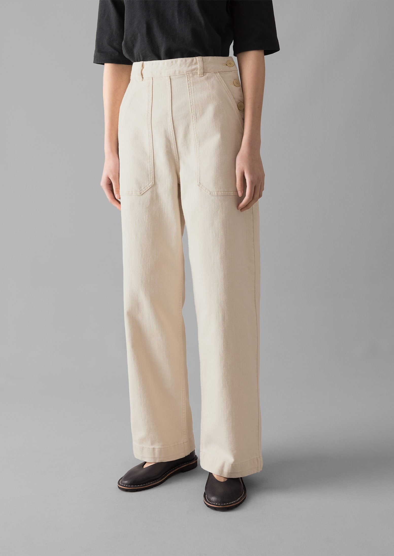 Organic Denim Jeans in Ecru | Full Length