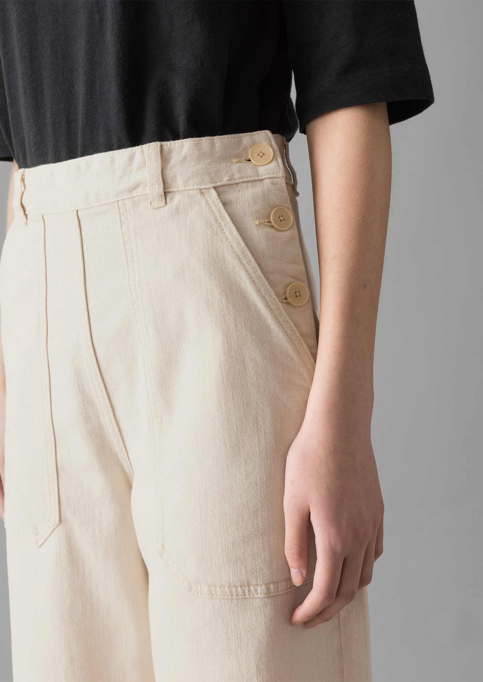 Organic Denim Jeans in Ecru | Full Length
