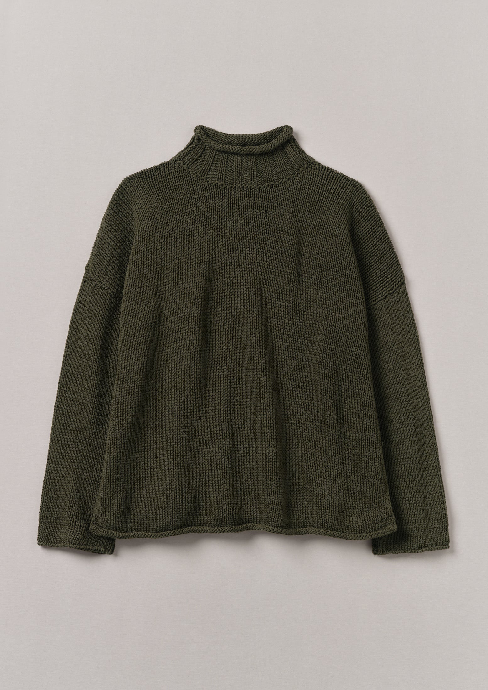 Dark Olive Textured Cotton Sweater – Comfort Fit