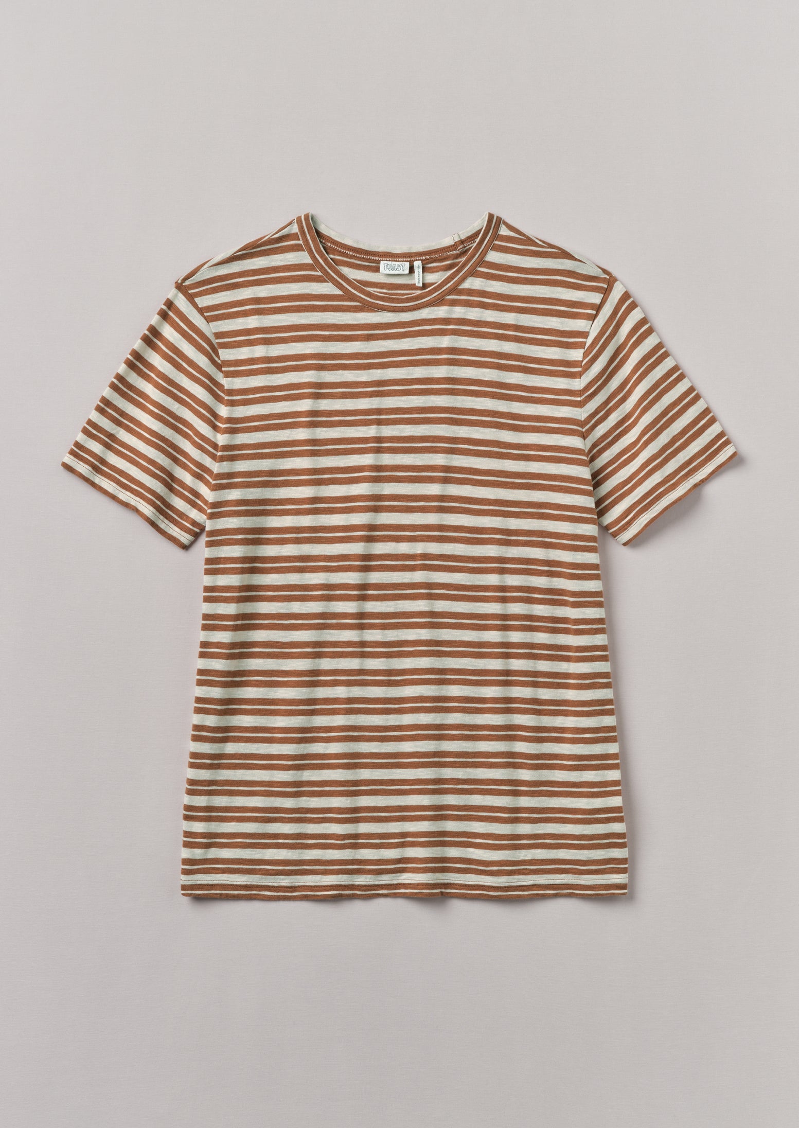 Theo Cotton Stripe Tee - Short Sleeve Ecru/Rust