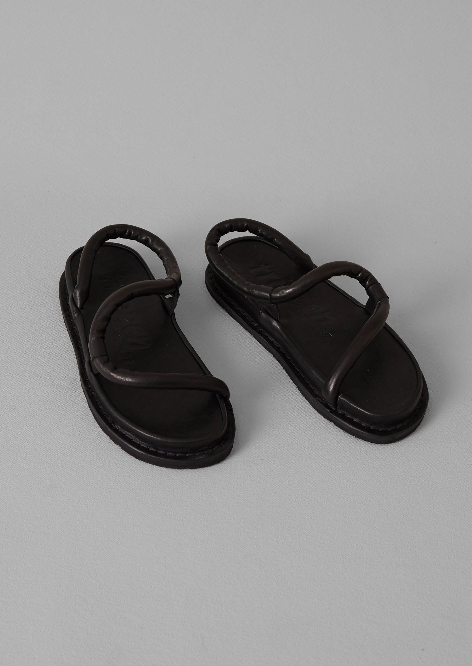 Trippen Black Leather ZigZag Sandals