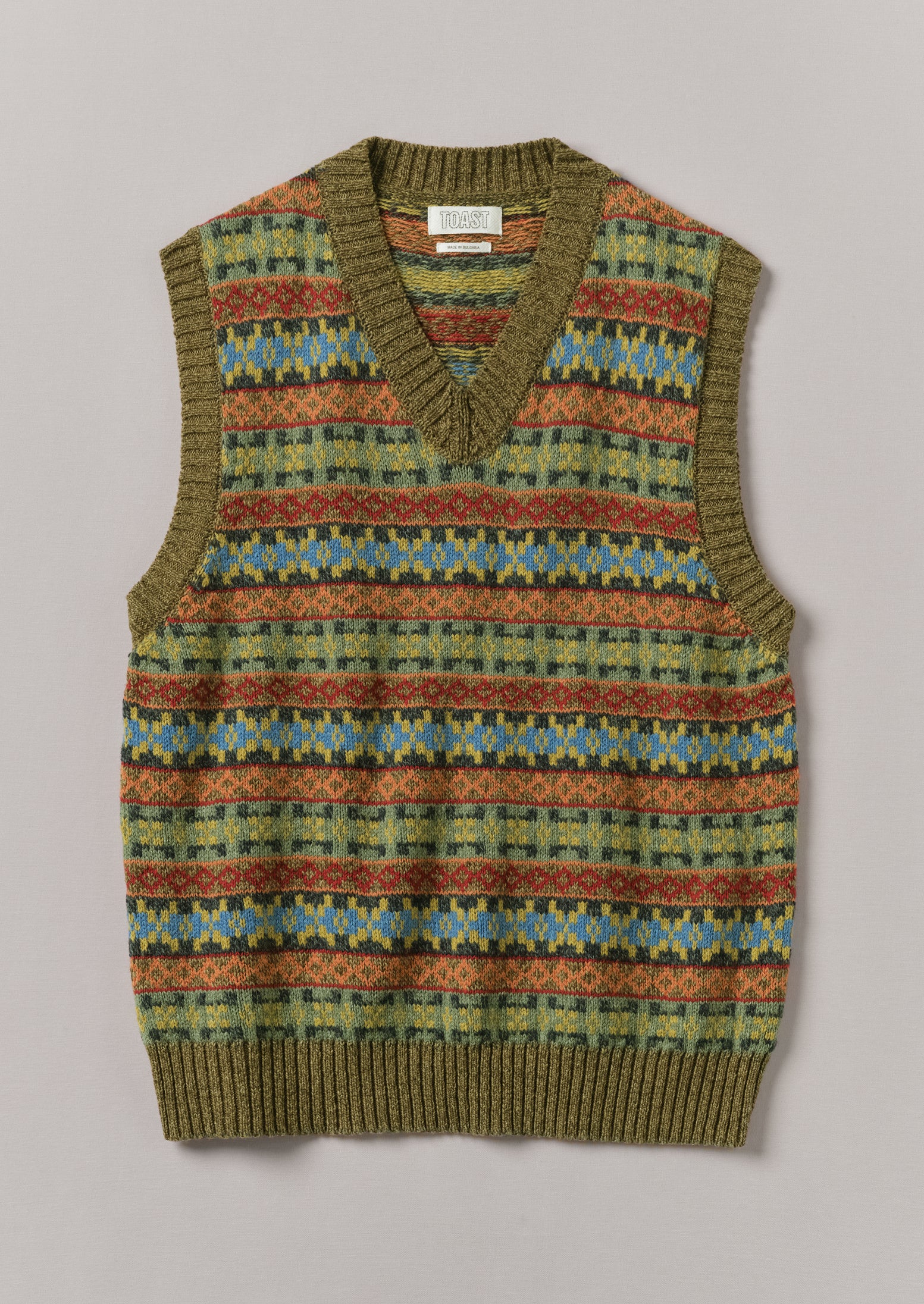 Fair Isle V-Neck Tank Top - Sand & Multi
