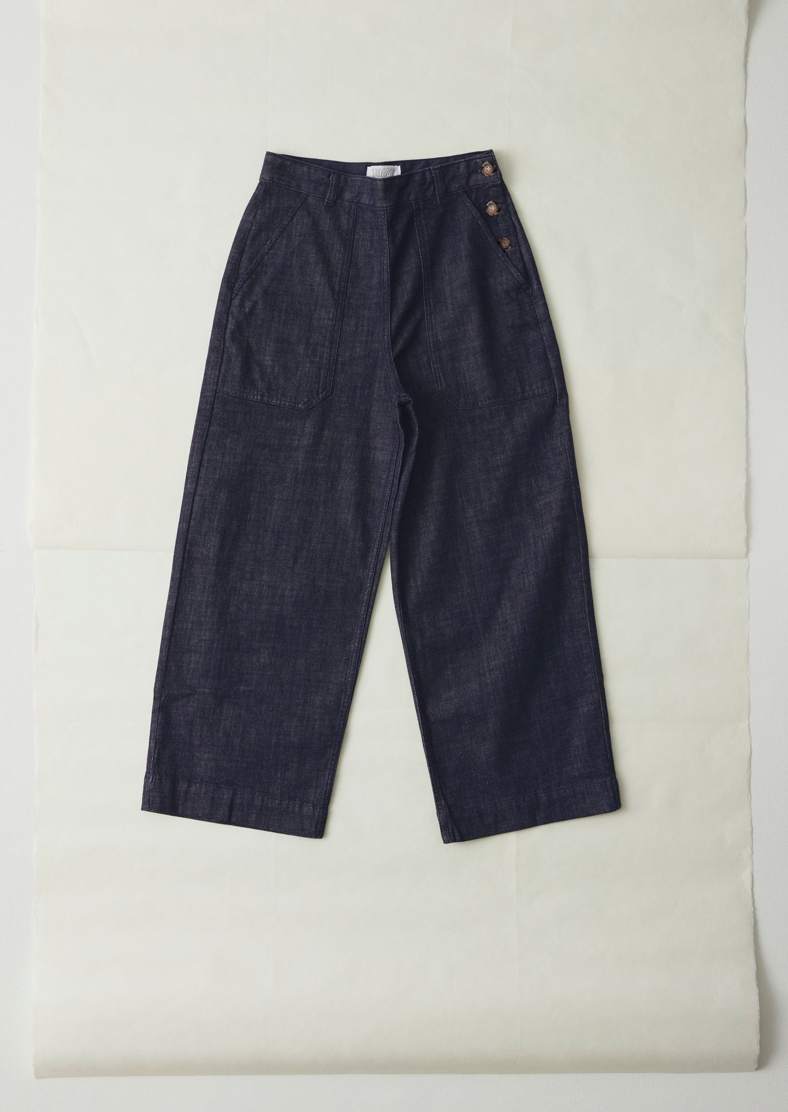 Organic Denim Side-Button Jeans in Indigo