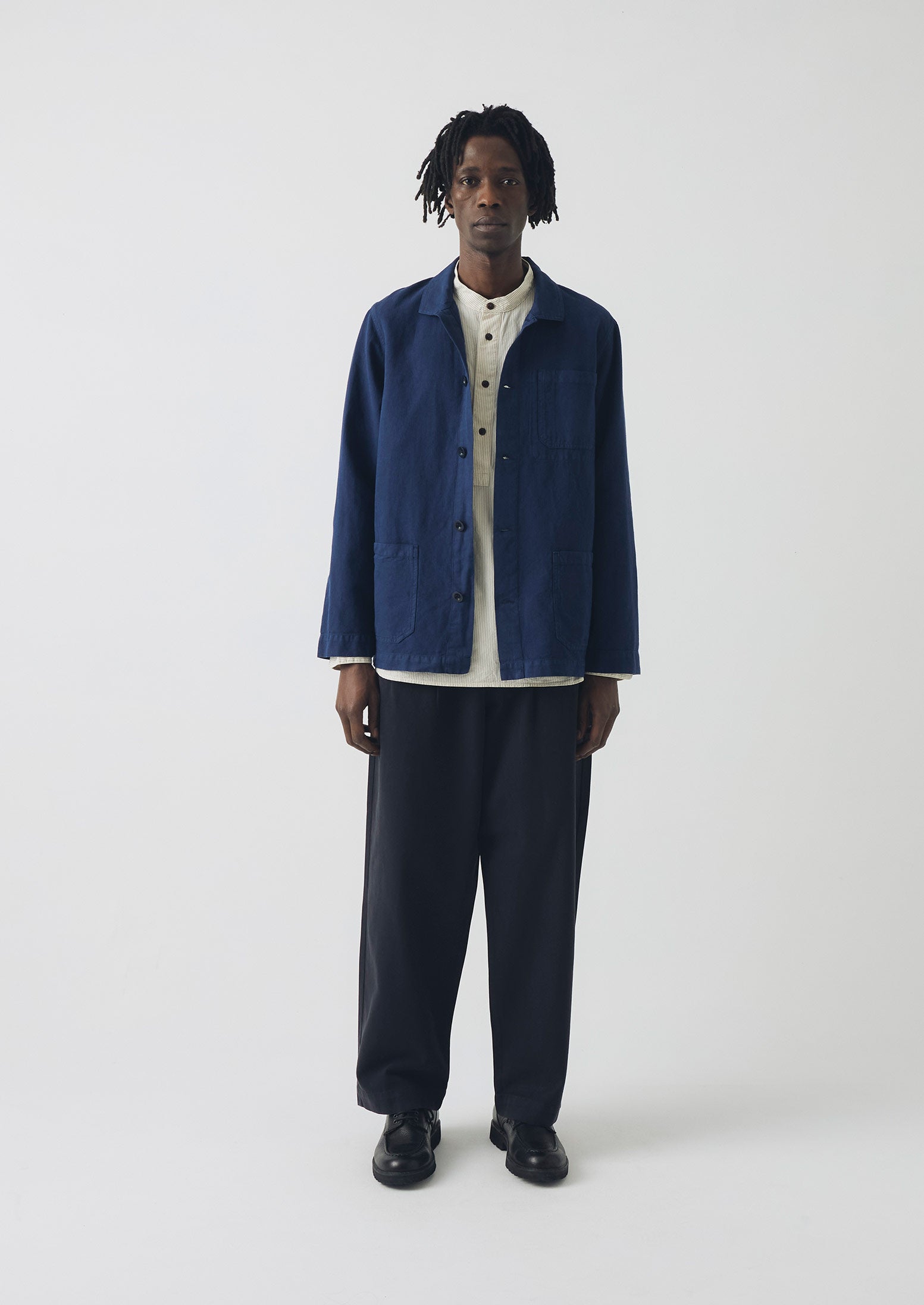Arlo Herringbone Jacket in Dark Indigo – Garment Dyed