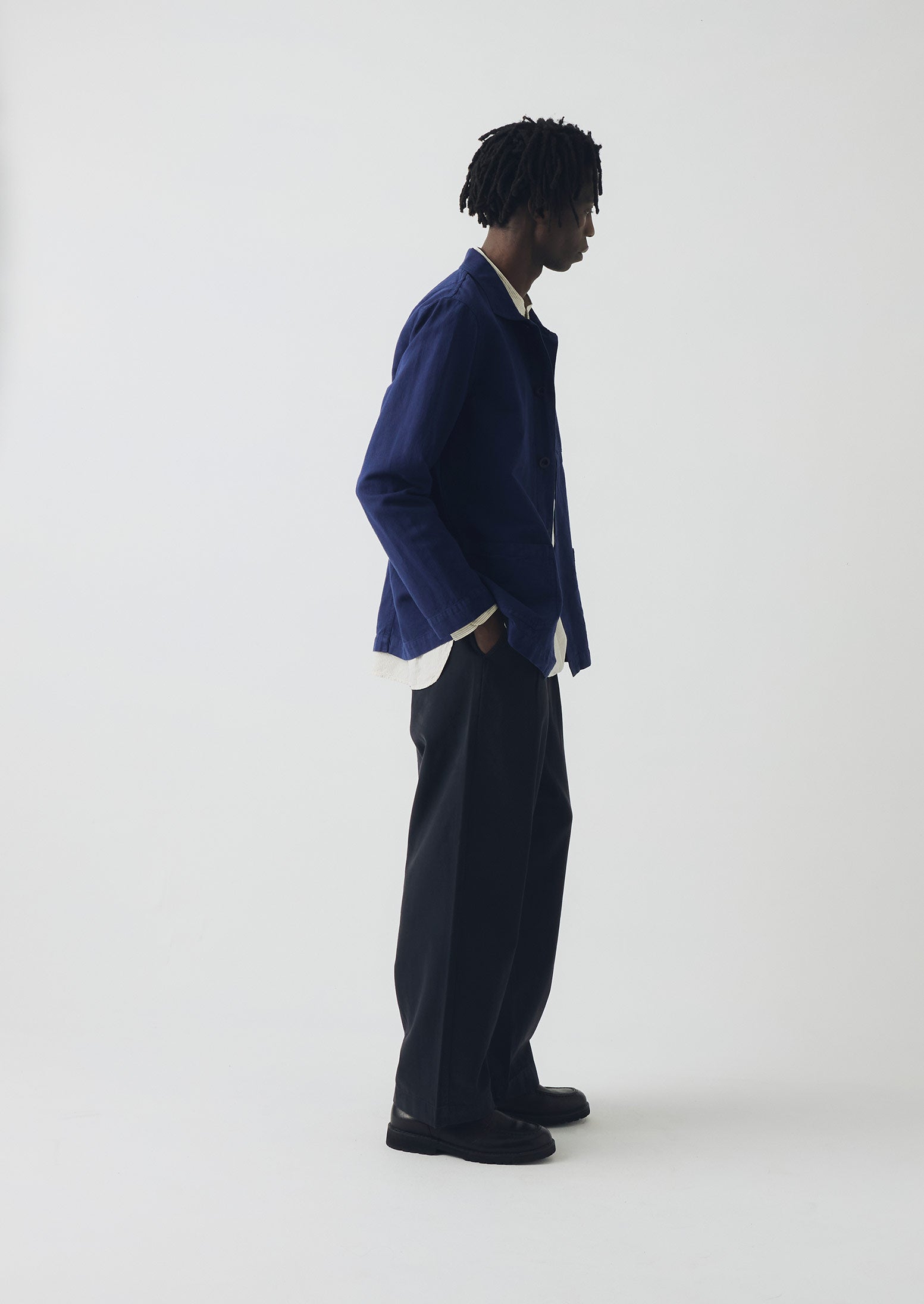 Arlo Herringbone Jacket in Dark Indigo – Garment Dyed