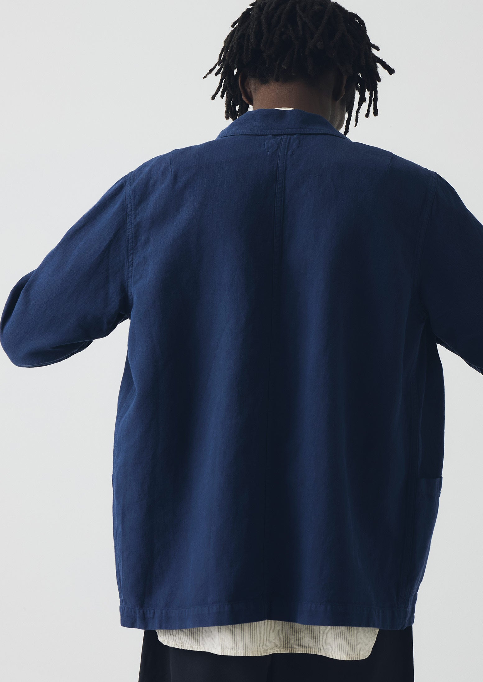 Arlo Herringbone Jacket in Dark Indigo – Garment Dyed
