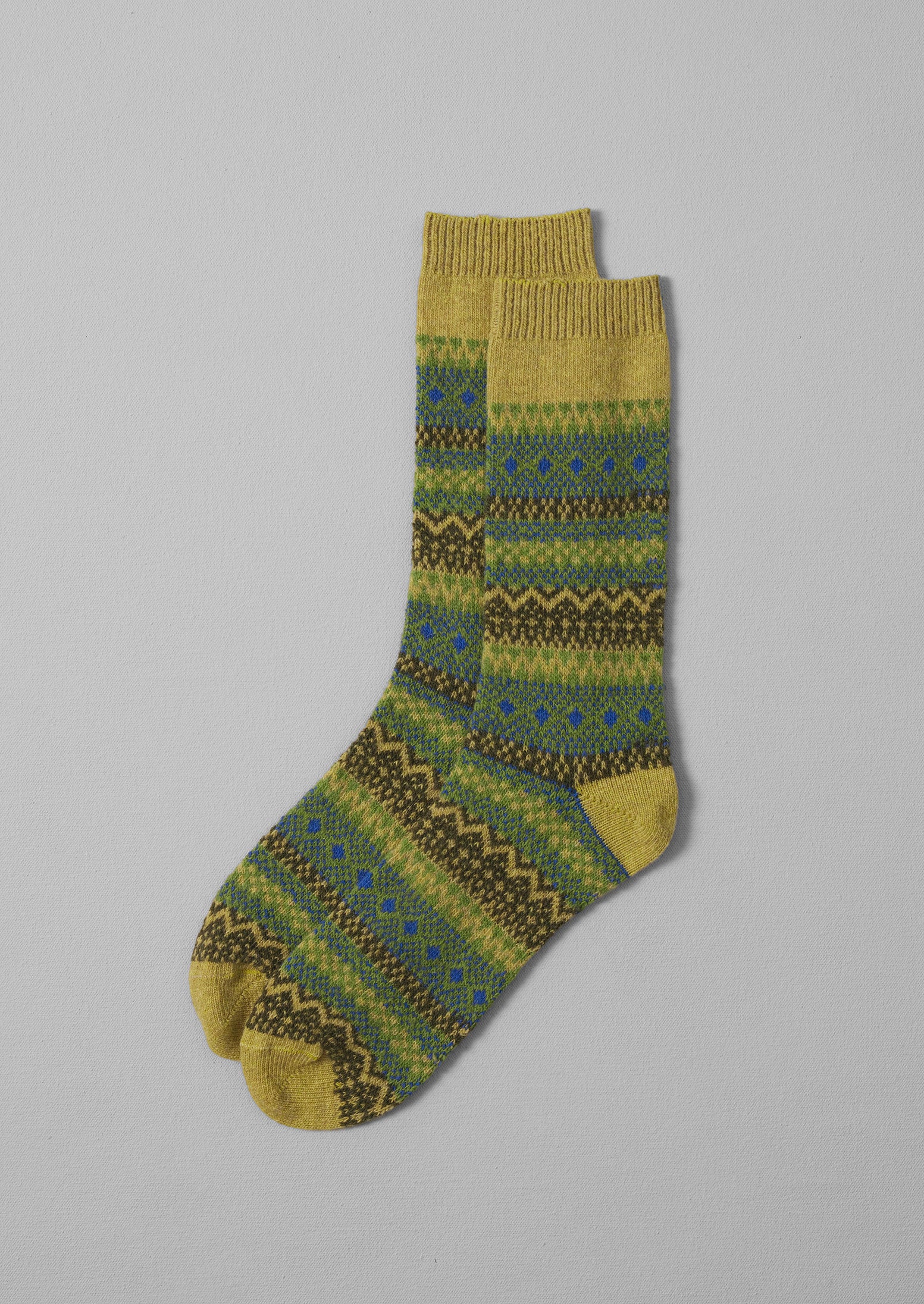 Green Wool Jacquard Socks – Cozy & Stylish