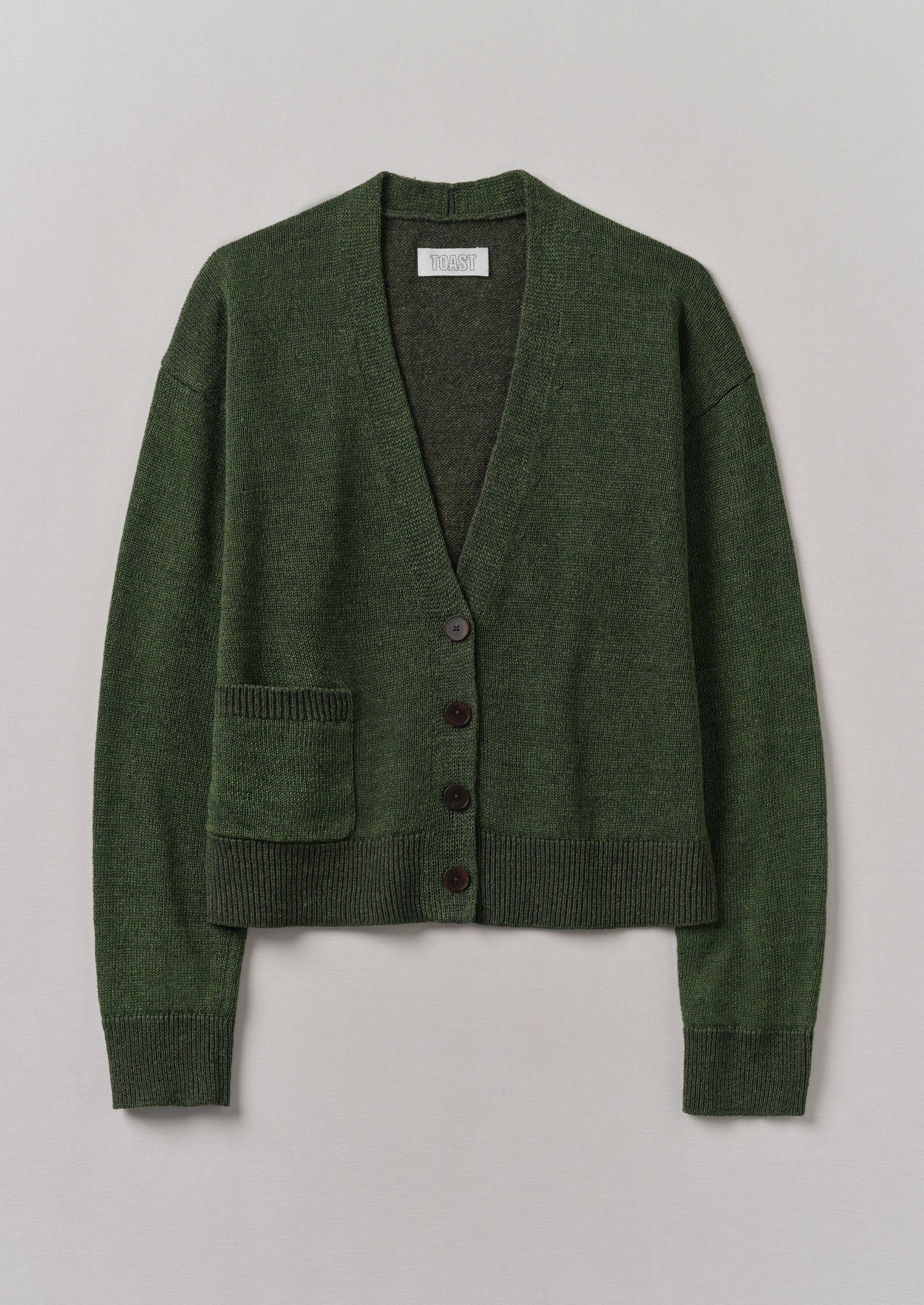Artichoke Wool Linen Cardigan with Patch Pockets