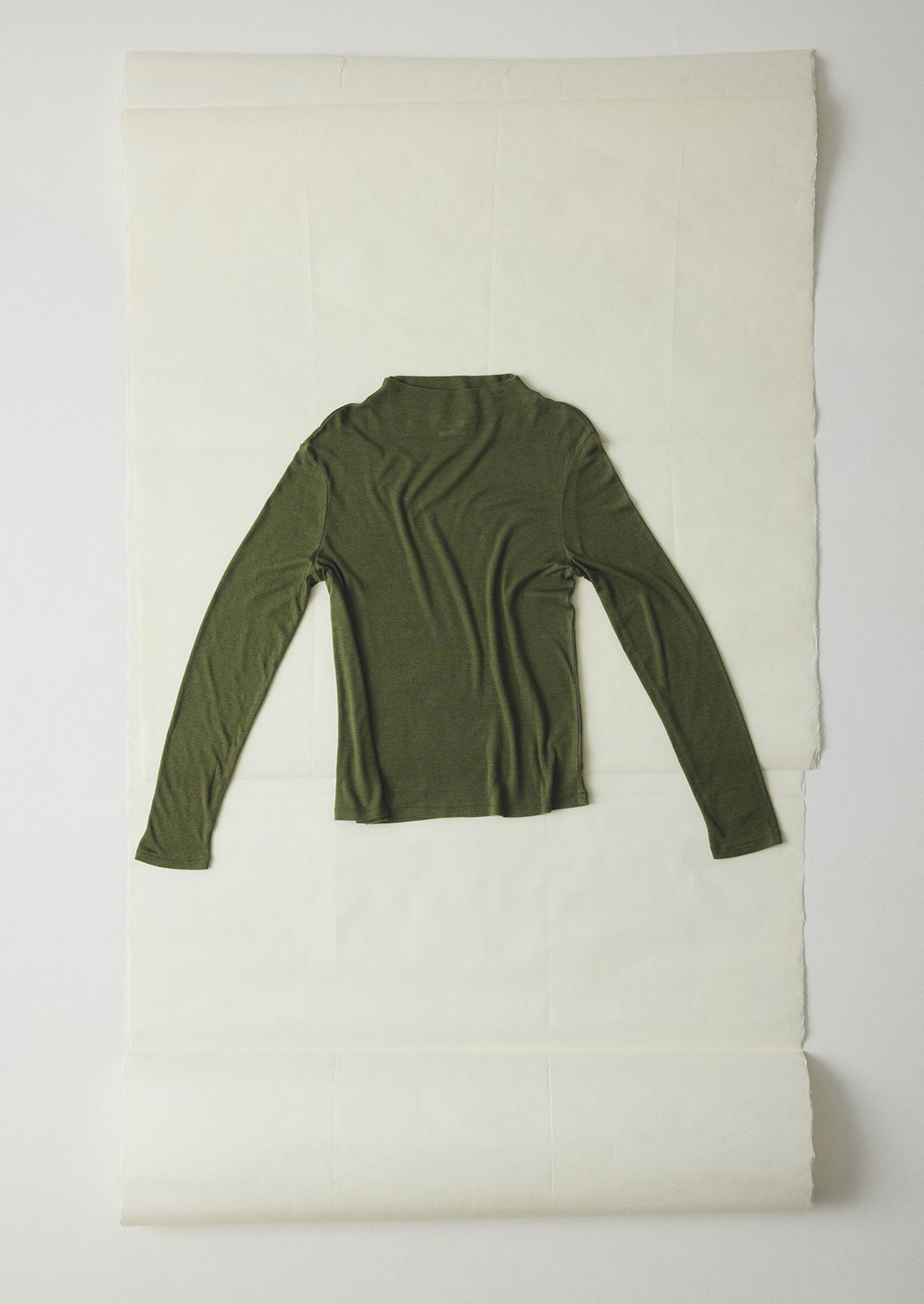 Lyocell High Neck Tee in Artichoke | Aster Wool