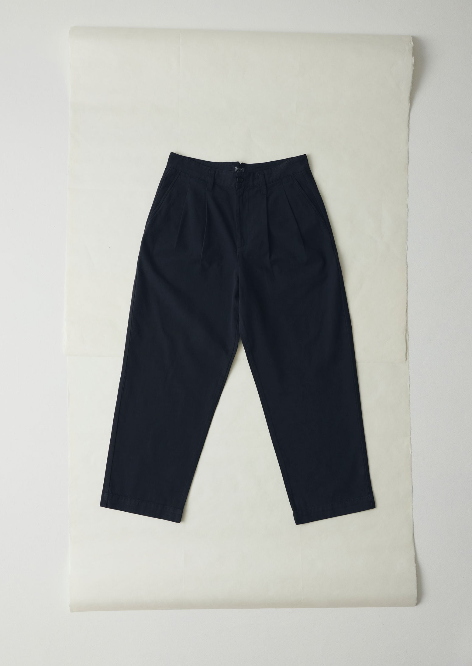 Dark Navy Wide-Leg Bill Cotton Trousers
