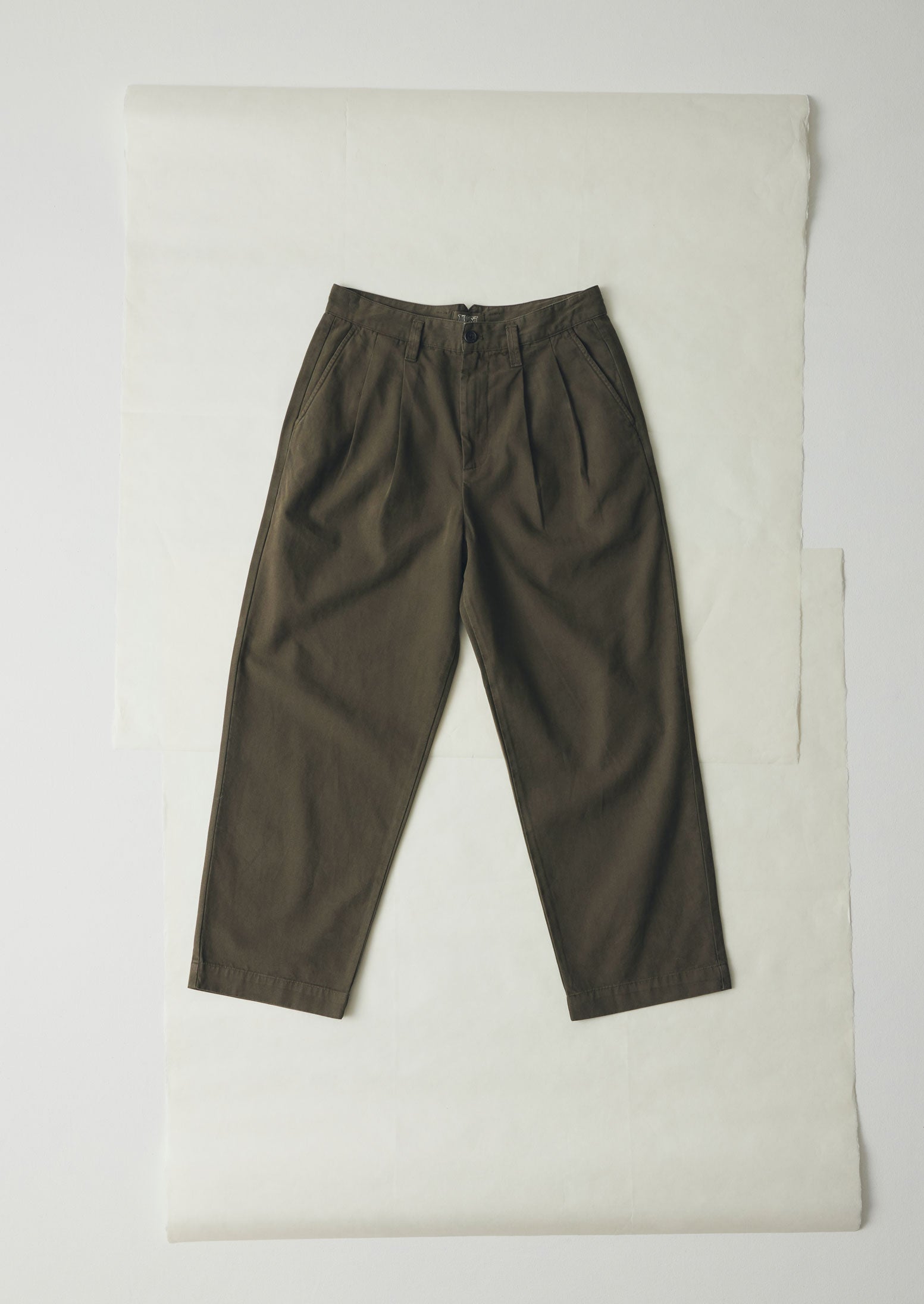 Dark Olive Wide Leg Trousers by Bill Cotton