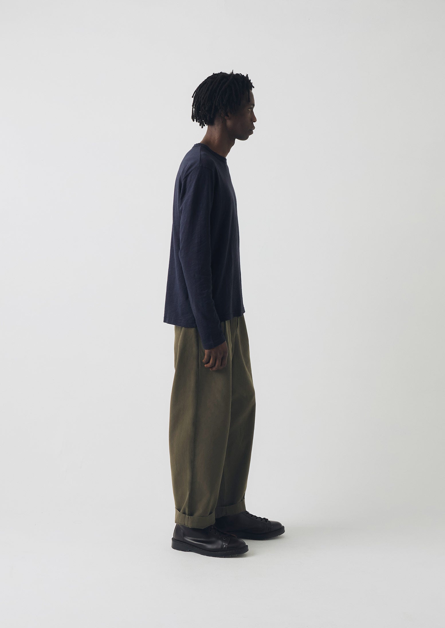 Dark Olive Wide Leg Trousers by Bill Cotton