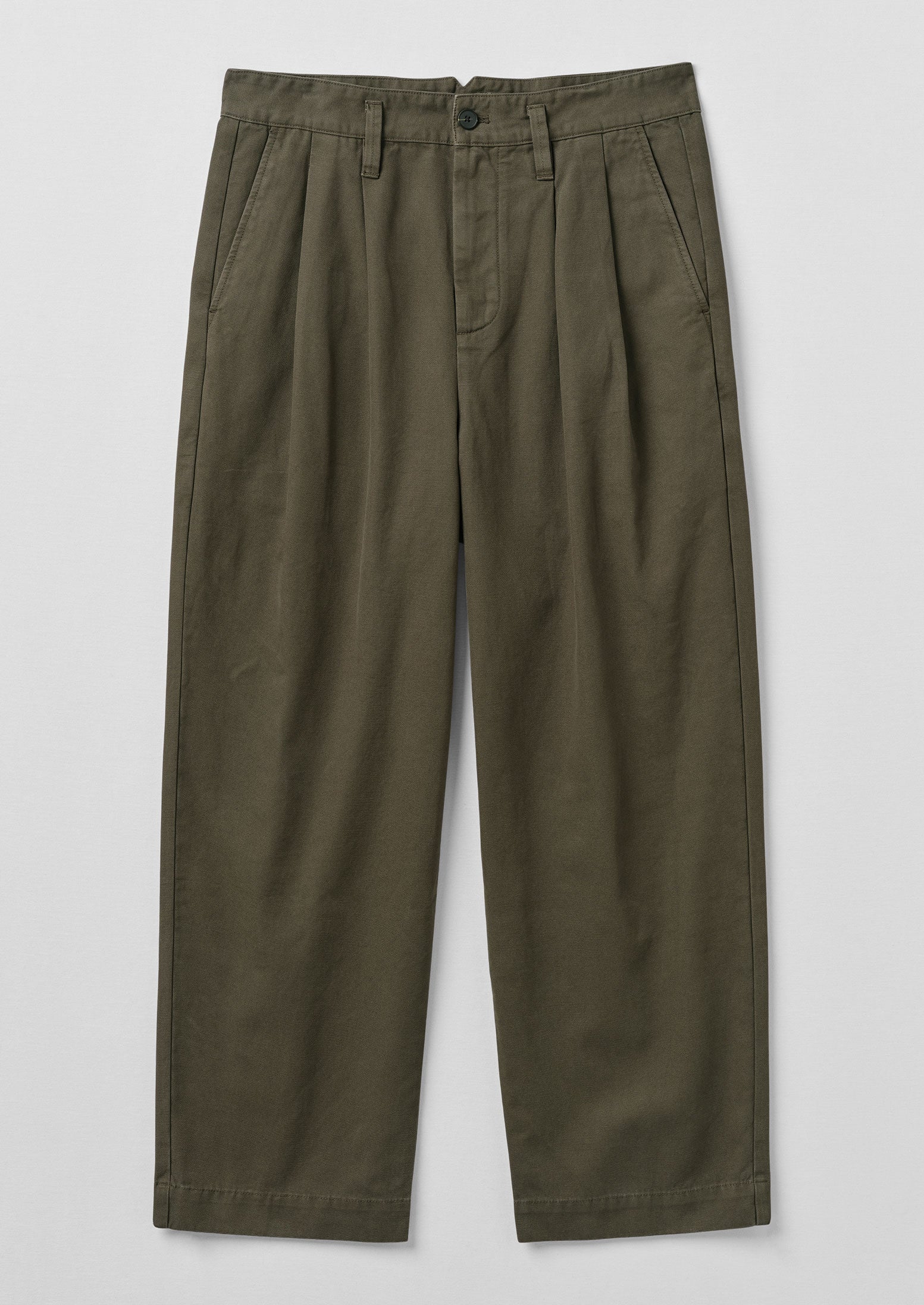 Dark Olive Wide Leg Trousers by Bill Cotton