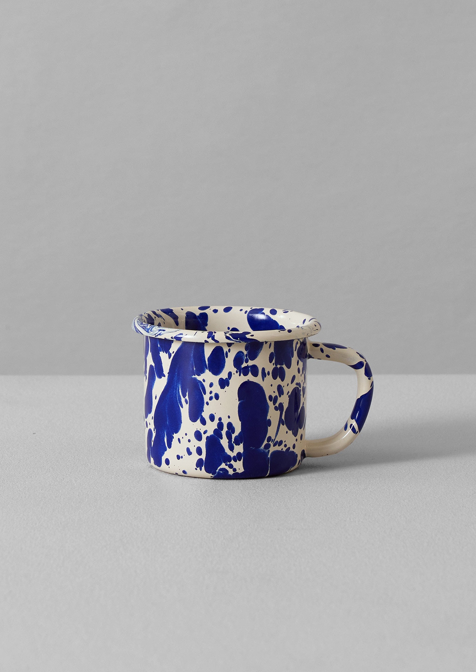 Cream & Blue Splatter Enamel Camping Mug