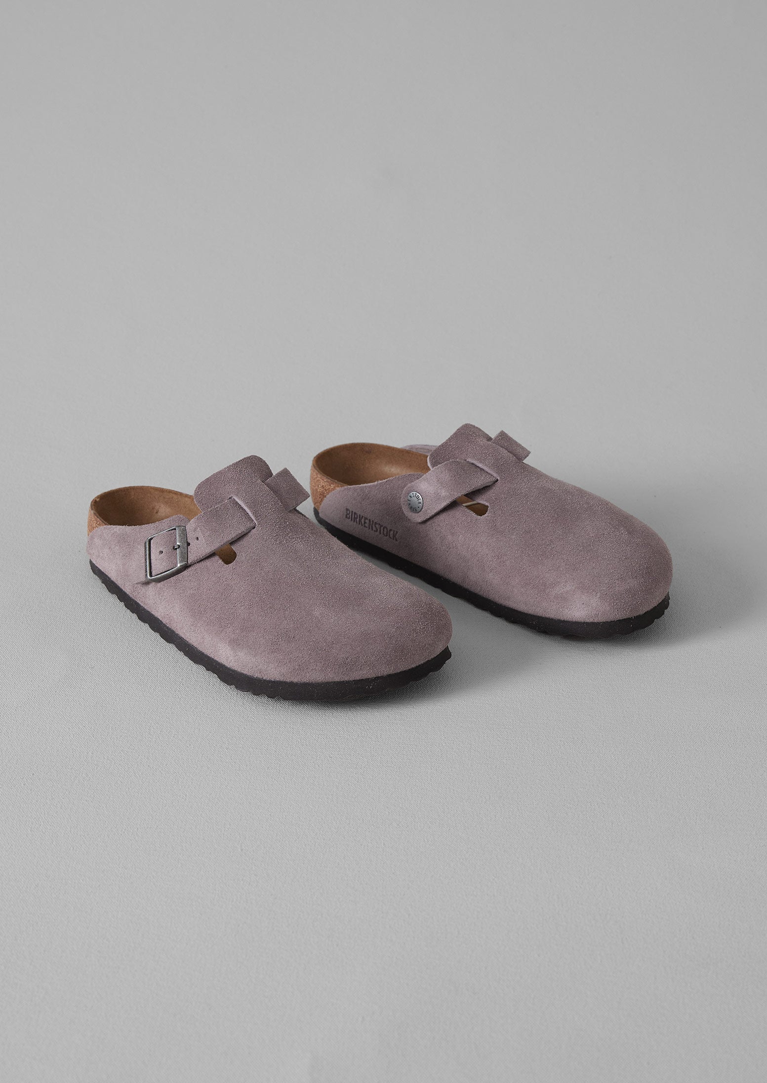 Birkenstock Boston Suede Clogs in Faded Purple