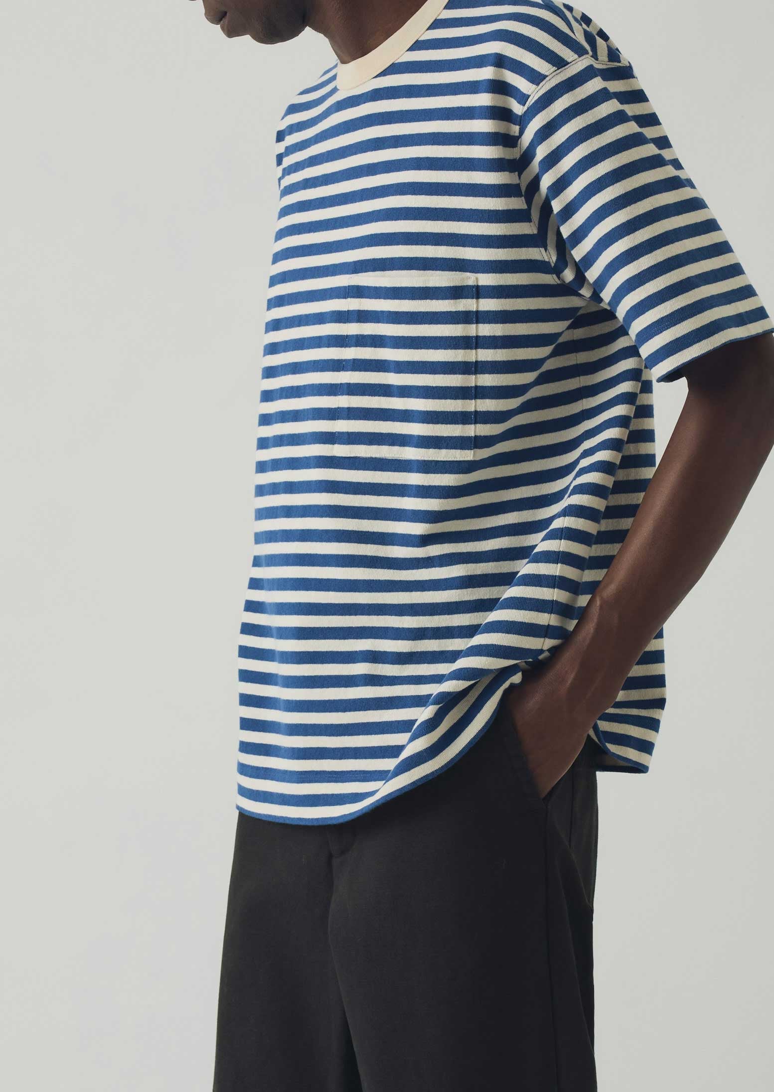 Relaxed Delft Blue Stripe Cotton Tee