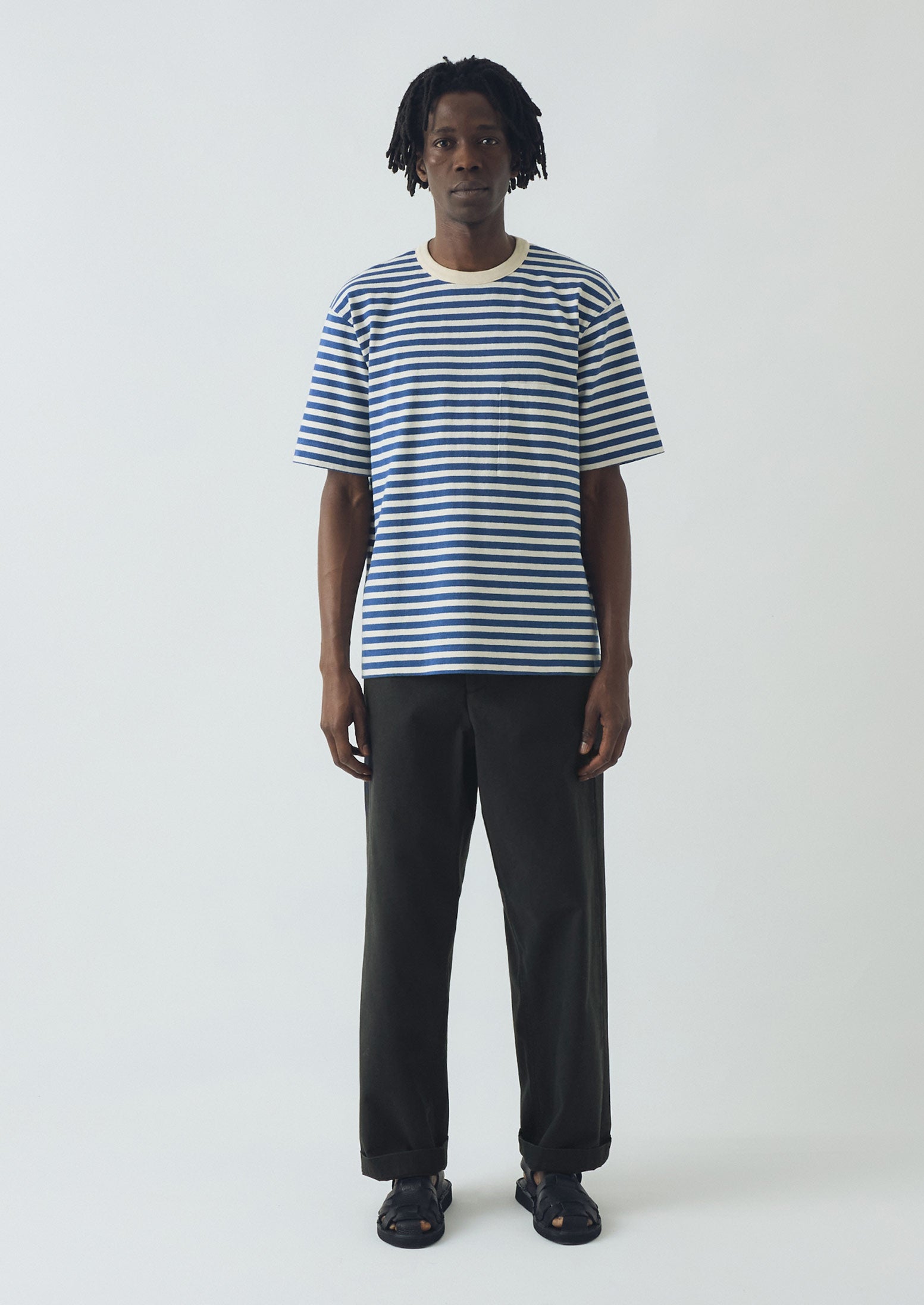 Relaxed Delft Blue Stripe Cotton Tee