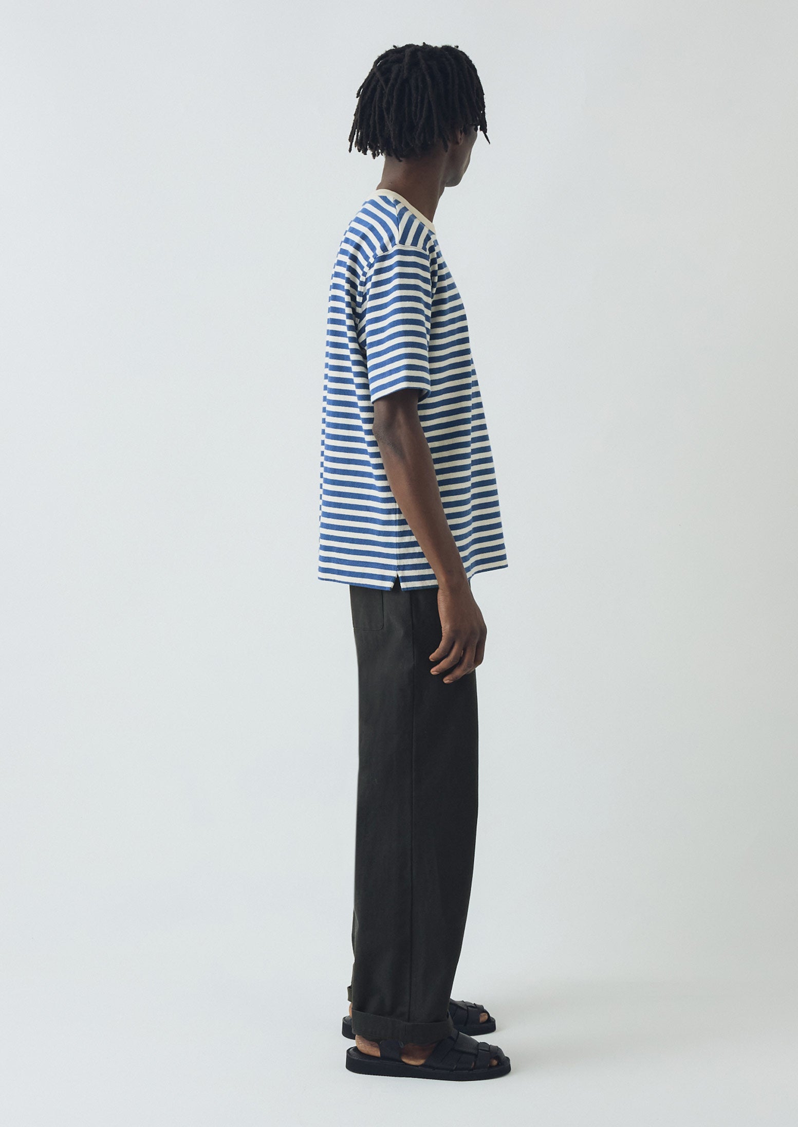Relaxed Delft Blue Stripe Cotton Tee