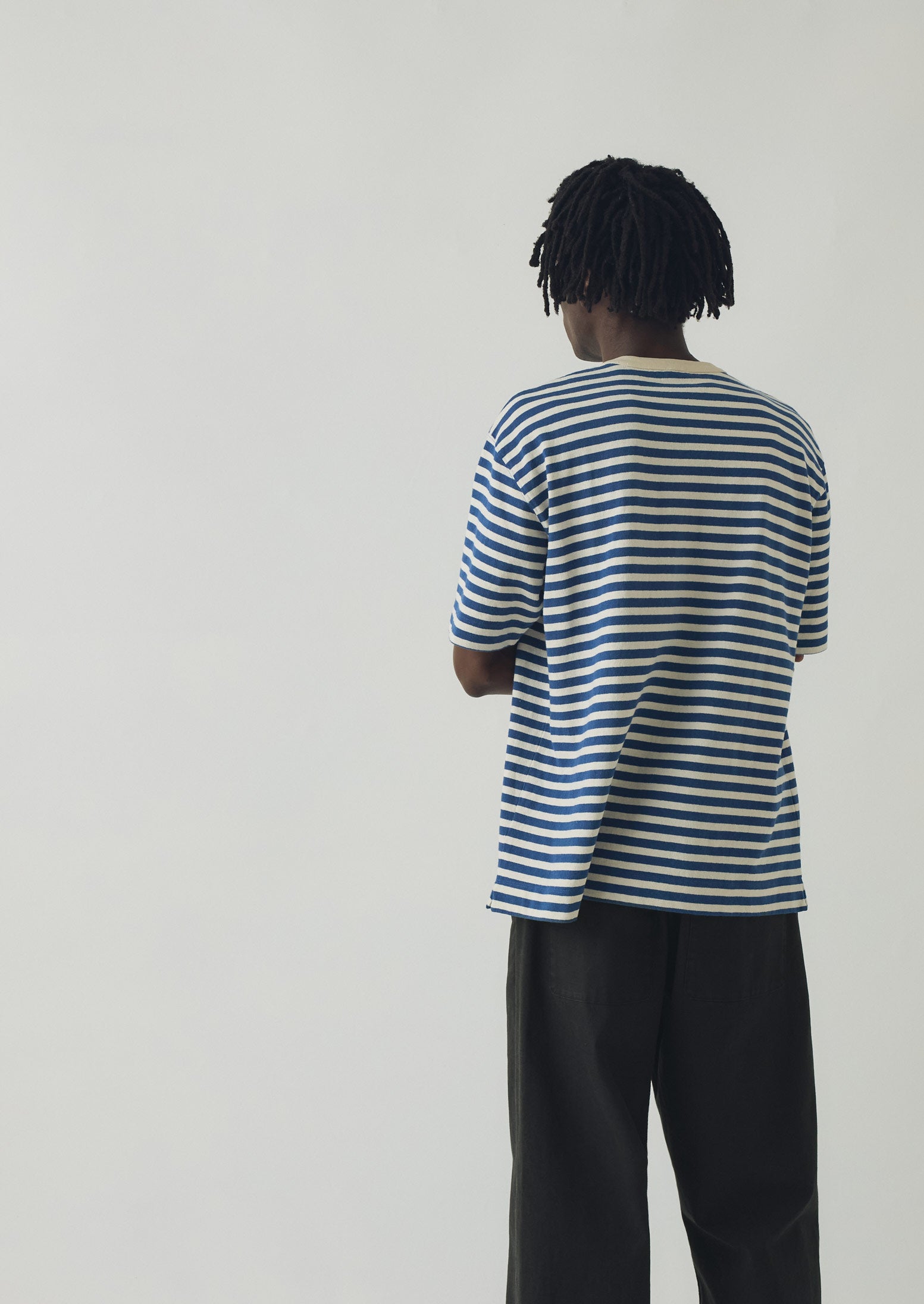 Relaxed Delft Blue Stripe Cotton Tee