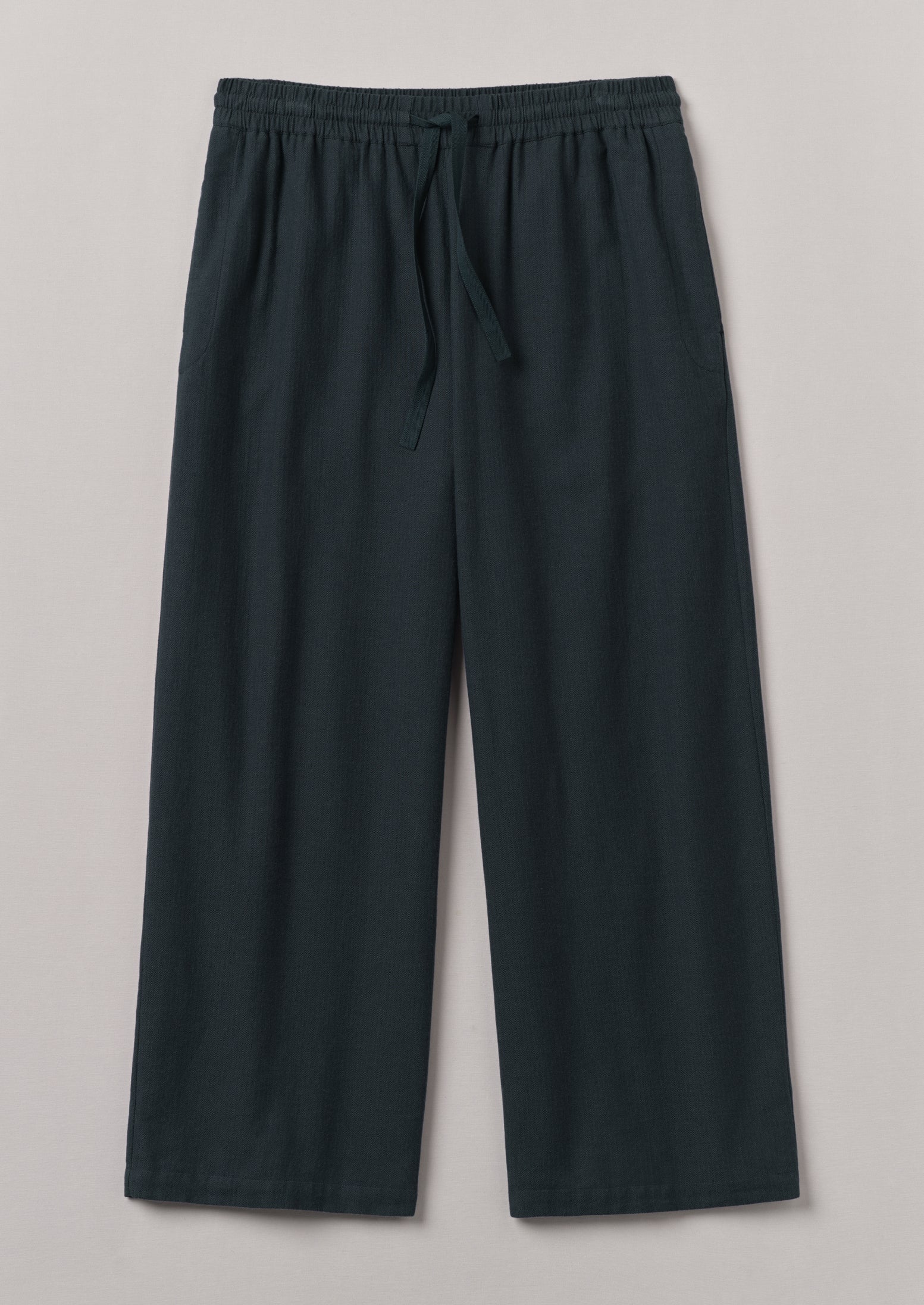 Blue Slate Herringbone Cotton Drawstring Pants