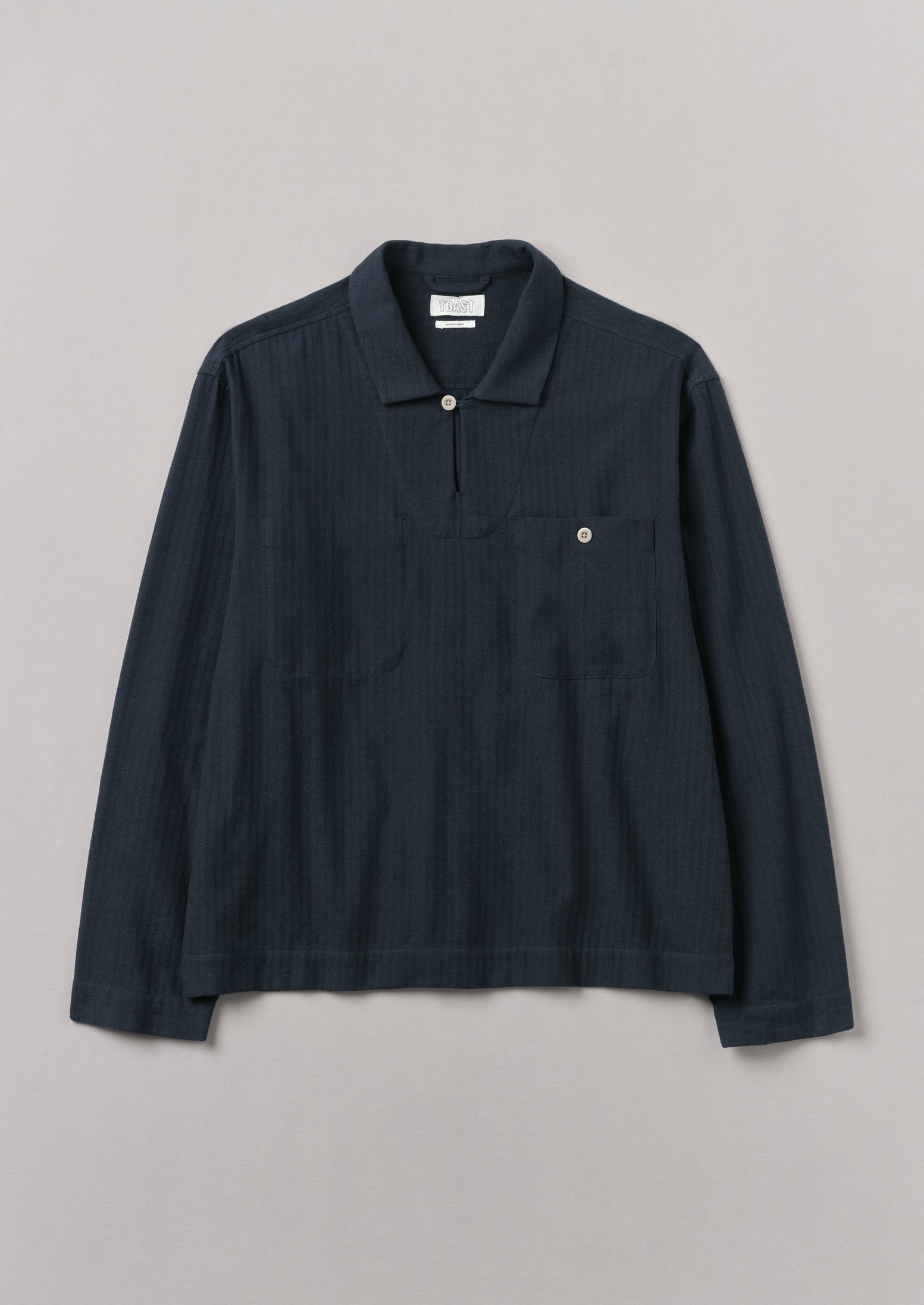 Blue Slate Brushed Cotton Herringbone Smock