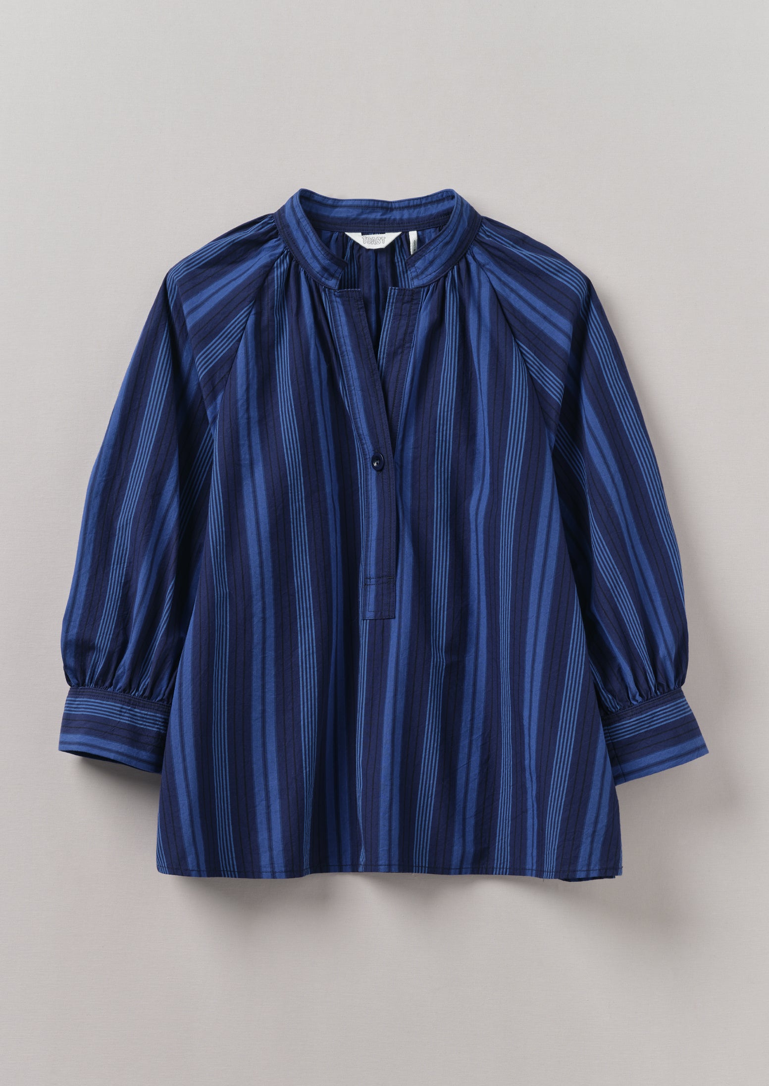 Royal Blue Striped Cotton Raglan Shirt