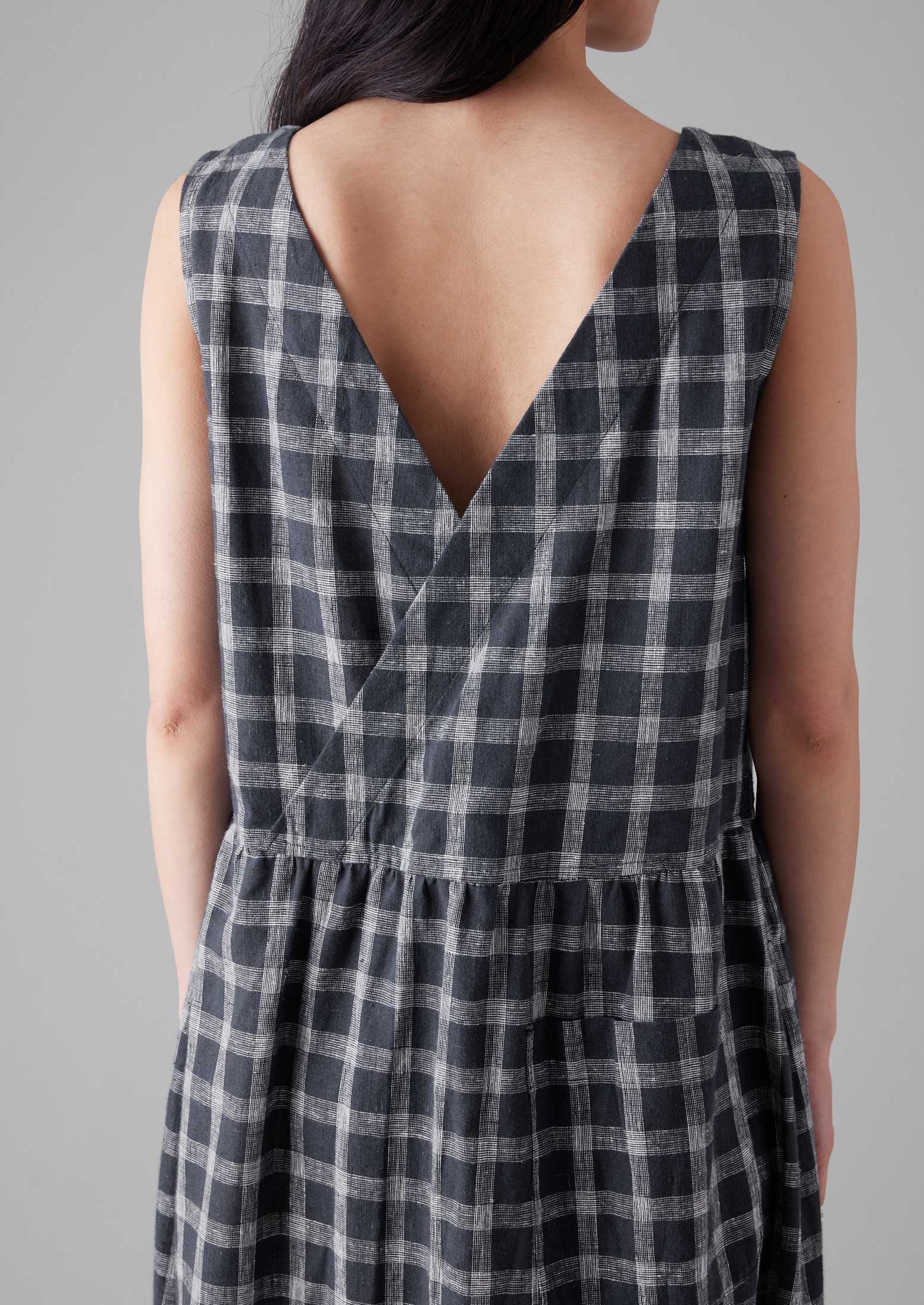 Slate Cotton Linen Cross Back Dress